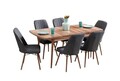 Extendable Dining Table & Chairs Set (7 Pieces), Hanah Home, Lidyana, Frame: 70% HORNBEAM/30% MELAMINE COATED CHIPBOARD, Antracit