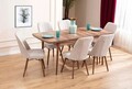 Extendable Dining Table & Chairs Set (7 Pieces), Hanah Home, Lidyana, Frame: 70% HORNBEAM/30% MELAMINE COATED CHIPBOARD, Crem