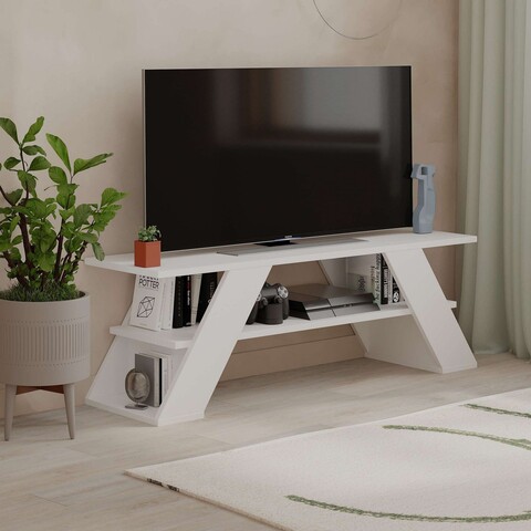 Comoda TV, Hanah Home, Farfalla, 120x40x33.5 cm, PAL, Alb