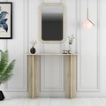 Masa de machiaj, Hanah Home, Modena Mirror, 105x85x30 cm, PAL, Travertin