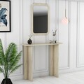 Masa de machiaj, Hanah Home, Modena Mirror, 105x85x30 cm, PAL, Travertin