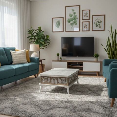 Masuta de cafea, Hanah Home, Ada, 90x38x60 cm, PAL, Alb antic