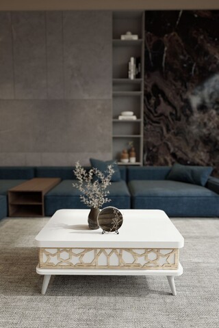 Masuta de cafea, Hanah Home, Ottowa Ada, 90x38x60 cm, PAL, Alb