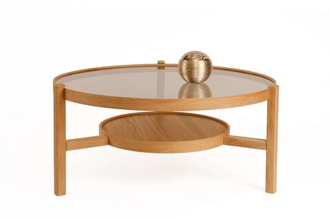 Masuta de cafea, Hanah Home, Flora, Lemn masiv, Stejar