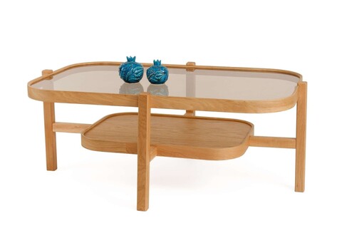 Masuta de cafea, Hanah Home, Godiva, 110x48x70 cm, Lemn masiv, Stejar