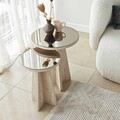 Set masute 2 piese, Hanah Home, Luna, PAL, Travertine / Bronze