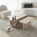 Set masute 2 piese, Hanah Home, Luna, PAL, Travertine / Bronze
