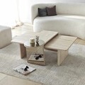 Set masute 2 piese, Hanah Home, Luna, PAL, Travertine / Bronze