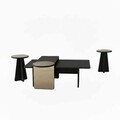 Set masute Nesting 4 piese, Hanah Home, Luna, PAL, Negru/Bronz