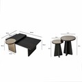 Set masute Nesting 4 piese, Hanah Home, Luna, PAL, Negru/Bronz