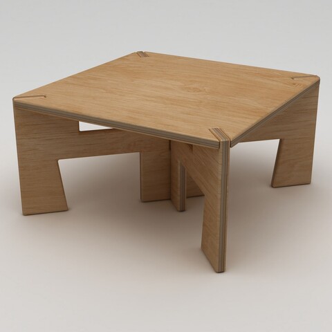 Masuta de cafea, Hanah Home, Tabula, 75x40x75 cm, 100% BIRCH PLYWOOD, Lemn natural