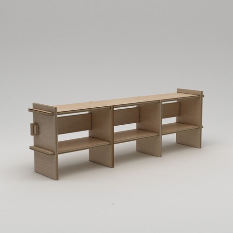 Comoda TV, Hanah Home, Lucis, 220x70x38 cm, 100% BIRCH PLYWOOD, Lemn natural