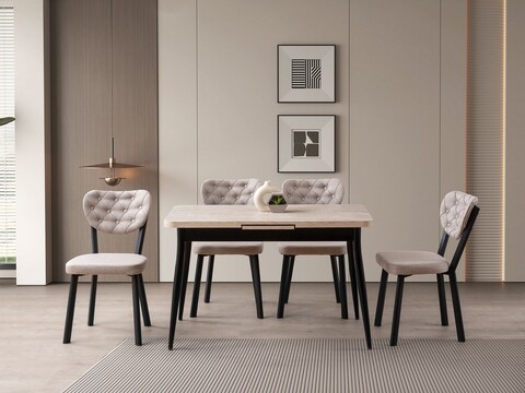 Masa extensibila, Hanah Home, Ay, PAL, Travertin / Negru