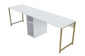 Birou, Hanah Home, Twin Study Desk, 240x74x60 cm, PAL, Alb/Auriu