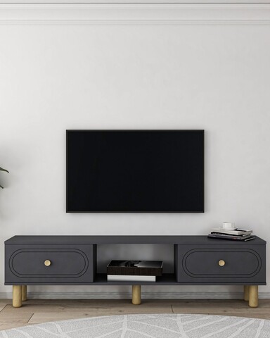 Comoda TV, Hanah Home, Polen Bohem, 150x40.6x29.6 cm, PAL , Antracit