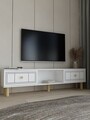 Comoda TV, Hanah Home, Dario Bohem, 150x40.6x29.6 cm, PAL , Alb