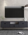 Comoda TV, Hanah Home, 1301-DROP-1, 140x30x30 cm, PAL , Antracit / Negru