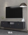 Comoda TV, Hanah Home, 1301-DROP-1, 140x30x30 cm, PAL , Antracit / Aur