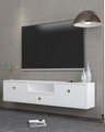 Comoda TV, Hanah Home, 1301-DROP-1, 140x30x30 cm, PAL , Alb/Auriu