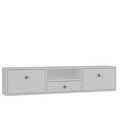 Comoda TV, Hanah Home, 1301-DROP-1, 140x30x30 cm, PAL , Alb/Auriu