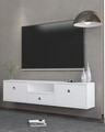 Comoda TV, Hanah Home, 1301-DROP-1, 140x30x30 cm, PAL , Alb / Argintiu