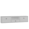 Comoda TV, Hanah Home, 1301-DROP-1, 140x30x30 cm, PAL , Alb / Argintiu
