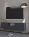 Comoda TV, Hanah Home, 1303-DROP-1, 140x30x30 cm, PAL , Antracit / Argintiu