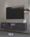 Comoda TV, Hanah Home, 1305-DROP-1, 140x30x30 cm, PAL , Antracit / Argintiu