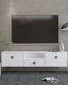 Comoda TV, Hanah Home, 1305-DROP-1, 140x30x30 cm, PAL , Alb / Argintiu