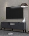 Comoda TV, Hanah Home, 1300-DROP-1, 140x49x30 cm, PAL , Antracit / Argintiu