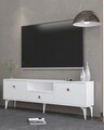 Comoda TV, Hanah Home, 1300-DROP-1, 140x49x30 cm, PAL , Alb/Auriu
