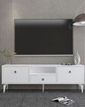Comoda TV, Hanah Home, 1300-DROP-1, 140x49x30 cm, PAL , Alb / Argintiu