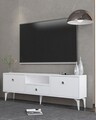 Comoda TV, Hanah Home, 1300-DROP-1, 140x49x30 cm, PAL , Alb / Argintiu