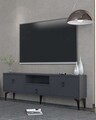 Comoda TV, Hanah Home, 1302-DROP-1, 140x49x30 cm, PAL , Antracit / Negru