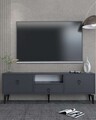 Comoda TV, Hanah Home, 1302-DROP-1, 140x49x30 cm, PAL , Antracit / Negru