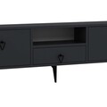 Comoda TV, Hanah Home, 1302-DROP-1, 140x49x30 cm, PAL , Antracit / Negru