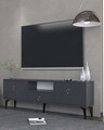 Comoda TV, Hanah Home, 1302-DROP-1, 140x49x30 cm, PAL , Antracit / Aur