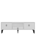 Comoda TV, Hanah Home, 1302-DROP-1, 140x49x30 cm, PAL , Alb/Negru