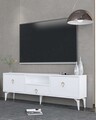 Comoda TV, Hanah Home, 1302-DROP-1, 140x49x30 cm, PAL , Alb/Auriu