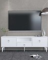 Comoda TV, Hanah Home, 1302-DROP-1, 140x49x30 cm, PAL , Alb / Argintiu