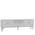 Comoda TV, Hanah Home, 1302-DROP-1, 140x49x30 cm, PAL , Alb / Argintiu