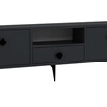Comoda TV, Hanah Home, 1304-DROP-1, 140x49x30 cm, PAL , Antracit / Negru