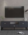 Comoda TV, Hanah Home, 1304-DROP-1, 140x49x30 cm, PAL , Antracit / Argintiu