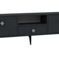Comoda TV, Hanah Home, 1304-DROP-1, 140x49x30 cm, PAL , Antracit / Argintiu