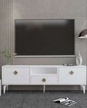 Comoda TV, Hanah Home, 1304-DROP-1, 140x49x30 cm, PAL , Alb/Auriu