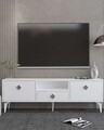 Comoda TV, Hanah Home, 1304-DROP-1, 140x49x30 cm, PAL , Alb / Argintiu