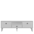 Comoda TV, Hanah Home, 1304-DROP-1, 140x49x30 cm, PAL , Alb / Argintiu