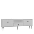 Comoda TV, Hanah Home, 1304-DROP-1, 140x49x30 cm, PAL , Alb / Argintiu