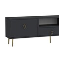 Comoda TV, Hanah Home, 1306-DROP-1, 140x45x30 cm, PAL , Antracit / Aur