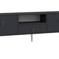 Comoda TV, Hanah Home, 1306-DROP-1, 140x45x30 cm, PAL , Antracit / Aur